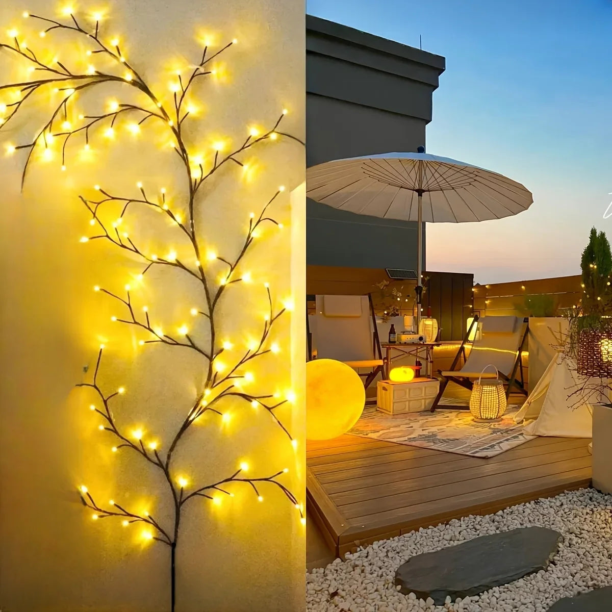 Lumière décorative branche d'arbre 96 leds