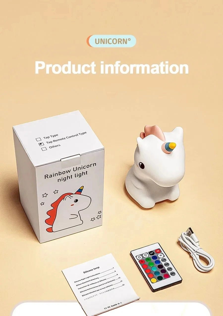 Veilleuse TACTILE Licorne LED pour enfants USB Rechargeable lampe de nuit