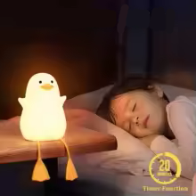 Veilleuse canard en silicone avec minuterie, USB, lumière de chambre d'enfant