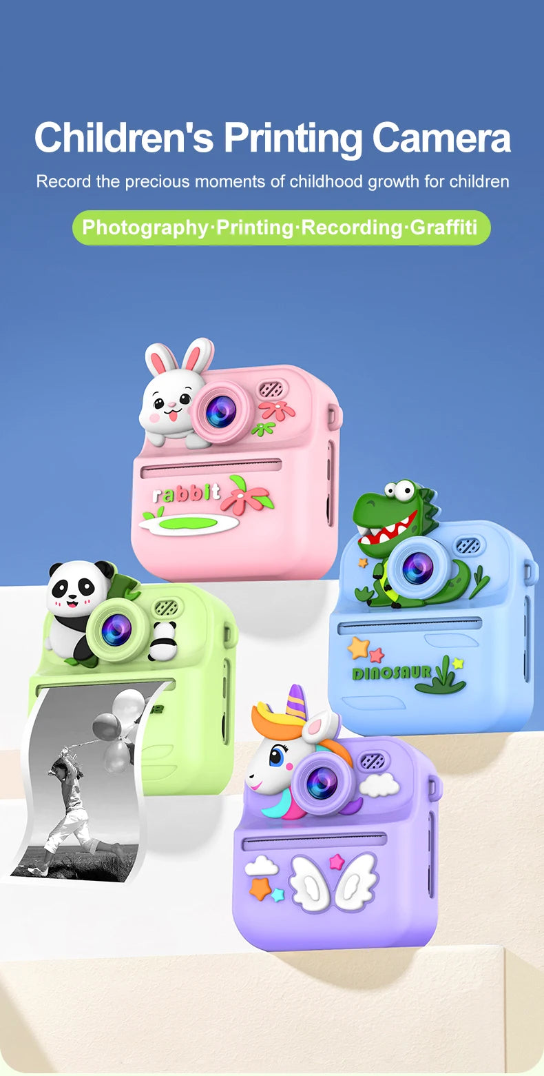 Appareil Photo Instantané Enfants | Impression Directe & Photos à Colorier HD 1080P avec carte 32SD