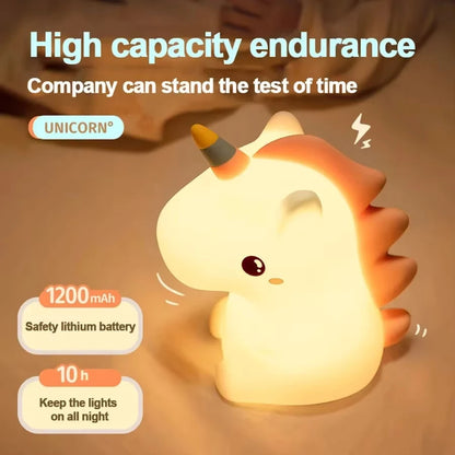 Veilleuse TACTILE  Licorne LED pour enfants USB Rechargeable lampe de nuit