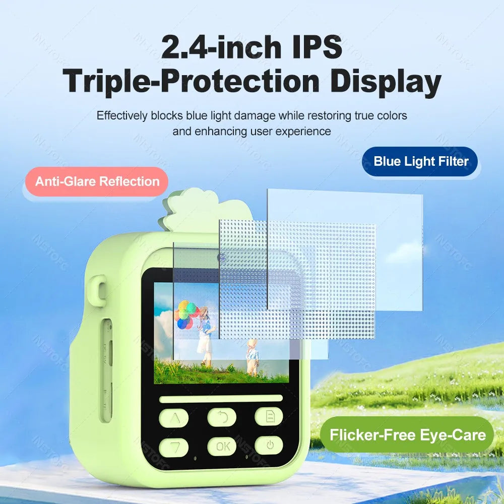 Appareil Photo Instantané Enfants | Impression Directe & Photos à Colorier HD 1080P avec carte 32SD