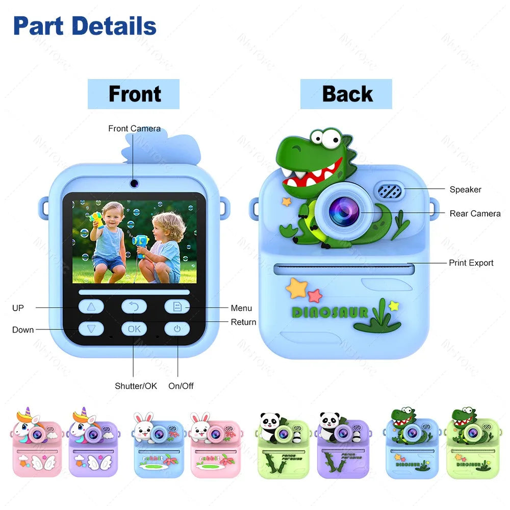 Appareil Photo Instantané Enfants | Impression Directe & Photos à Colorier HD 1080P avec carte 32SD