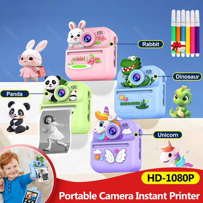 Appareil Photo Instantané Enfants | Impression Directe & Photos à Colorier HD 1080P avec carte 32SD