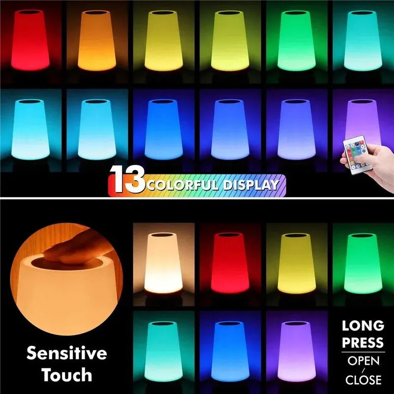 Veilleuse Tactile avec 13 couleurs changeantes et luminosité réglable