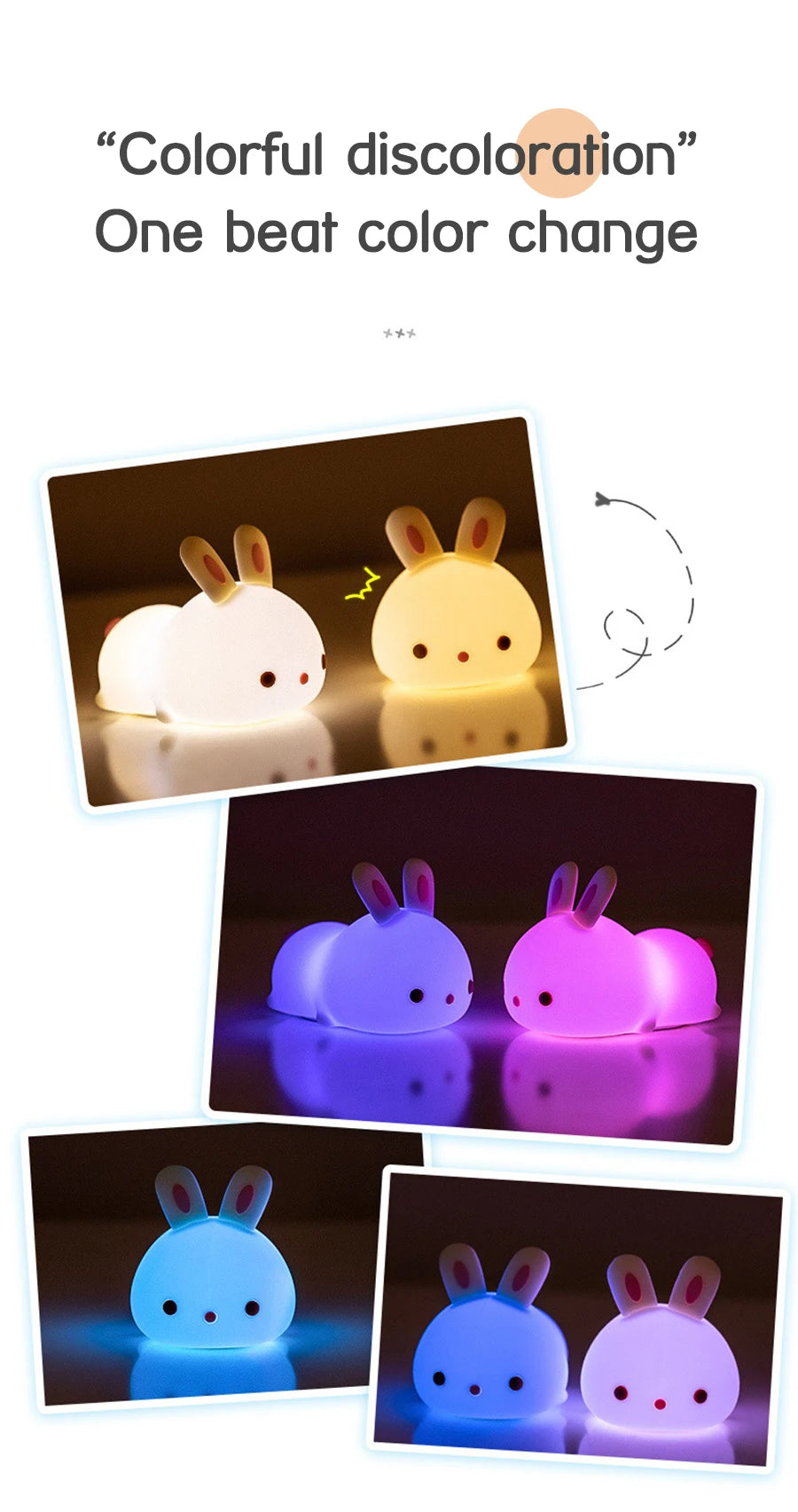 Veilleuse tactile LED lapin veilleuse 16 couleurs