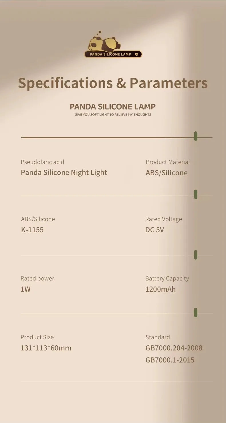 Veilleuse Panda Tactile avec luminosité réglable