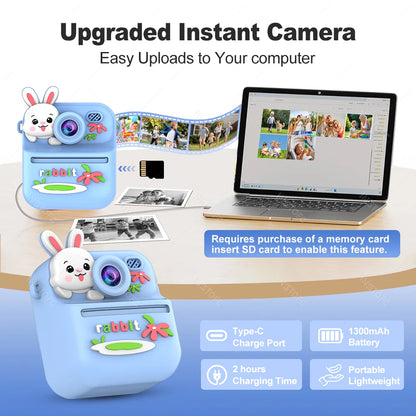 Appareil Photo Instantané Enfants | Impression Directe & Photos à Colorier HD 1080P avec carte 32SD