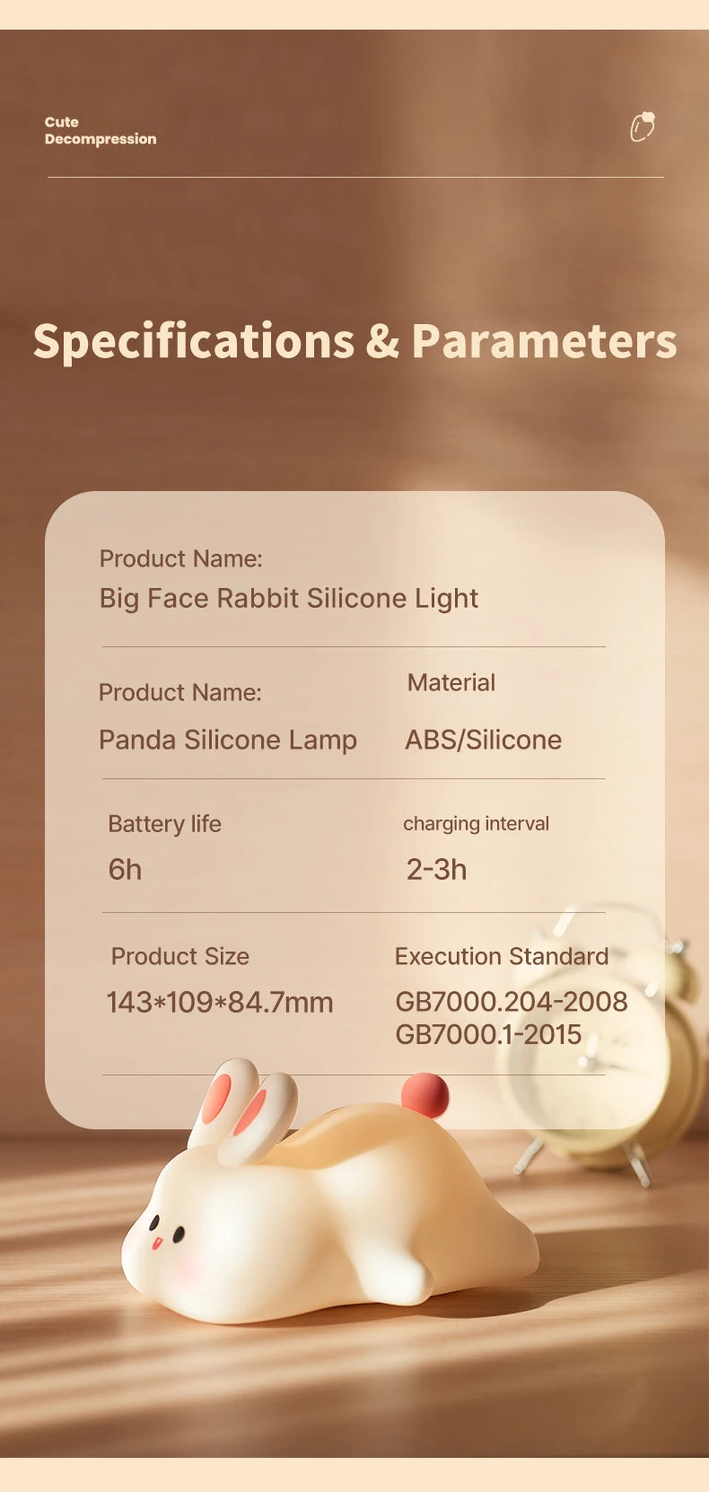 Veilleuse lapin Tactile avec Timer et Luminosité Reglable