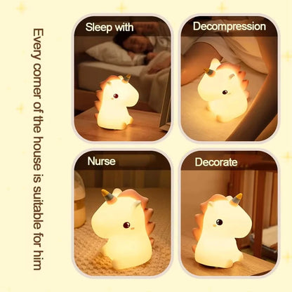 Veilleuse TACTILE  Licorne LED pour enfants USB Rechargeable lampe de nuit