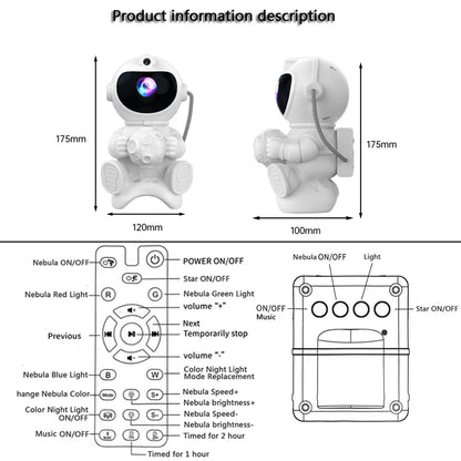 Projecteur d'Etoile Astronaute Bluetooth avec haut-parleur et télécommande