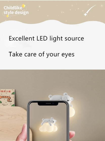 Applique Murale Suspendue en Forme de Petit Ours pour Chambre d'Enfant.