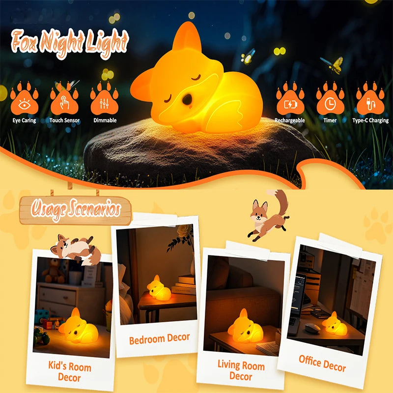 Veilleuse Fox, tactile, minuterie variable rechargeable.