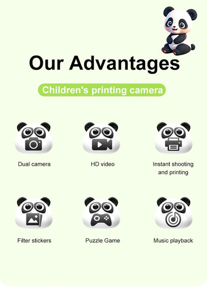 Appareil Photo Instantané Enfants | Impression Directe & Photos à Colorier HD 1080P avec carte 32SD