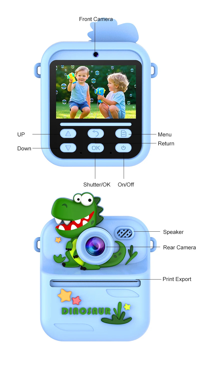 Appareil Photo Instantané Enfants | Impression Directe & Photos à Colorier HD 1080P avec carte 32SD