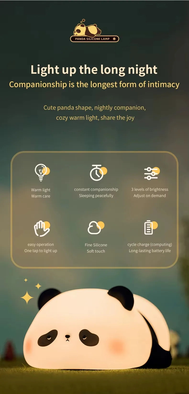 Veilleuse Panda Tactile avec luminosité réglable